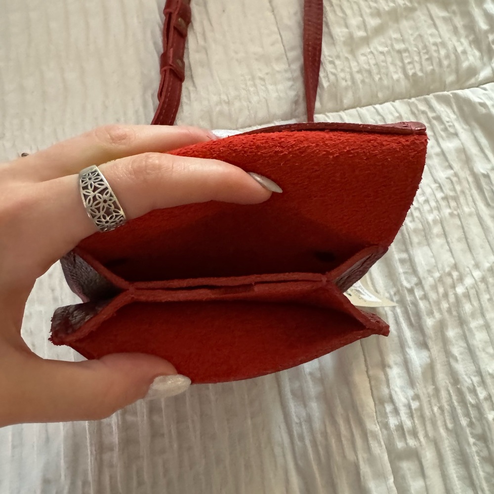 Portland Leather Phone Bag - Chili Red - Picture 3 of 4